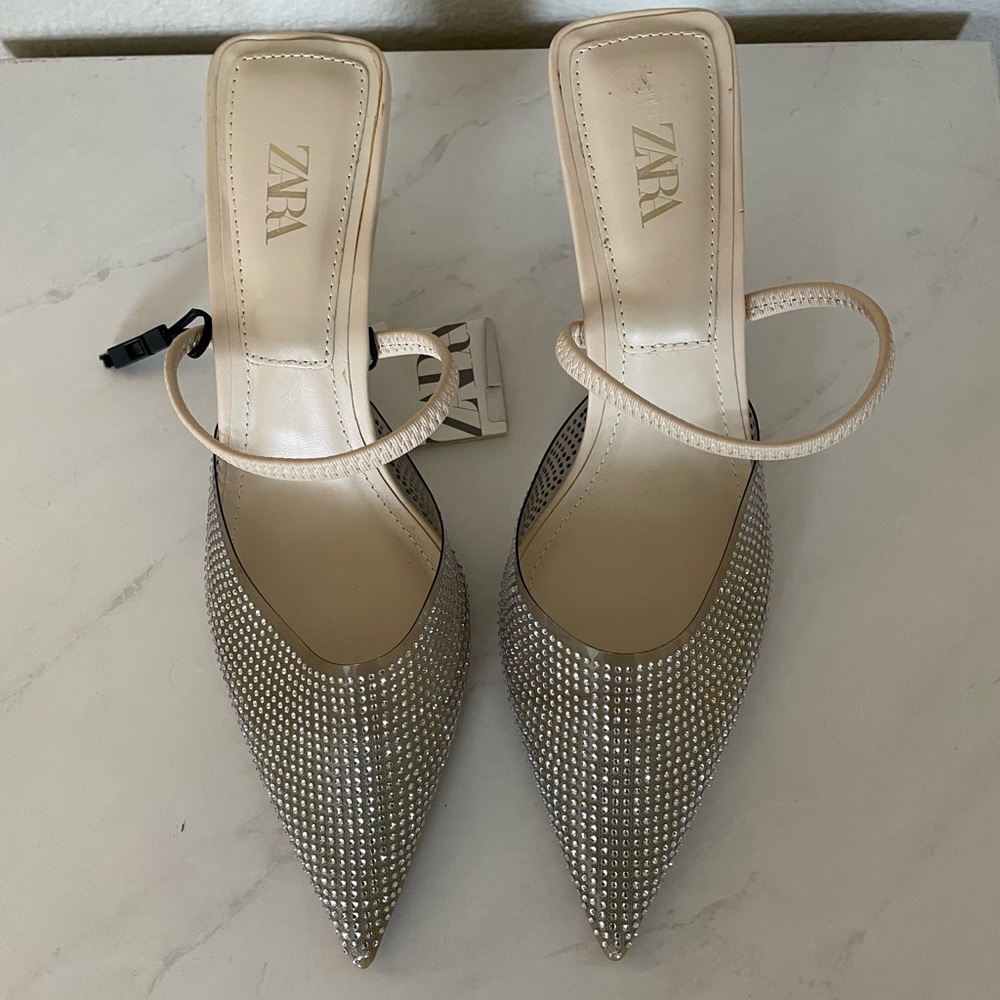 ZARA Women’s Rhinestone Heels, NWT!